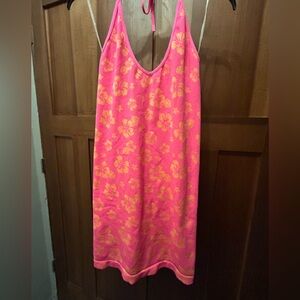3/$15 Pink and orange Hawaiian print halter dress